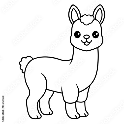 single baby vicuna line art vector