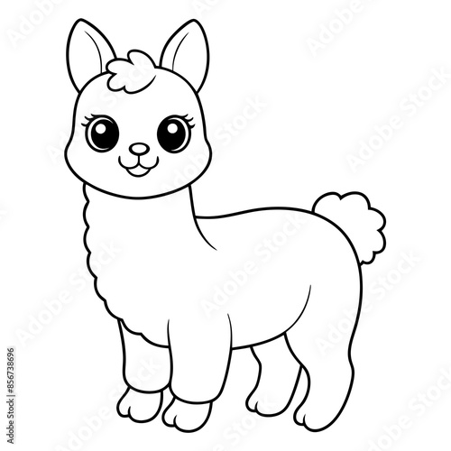 single baby vicuna line art vector