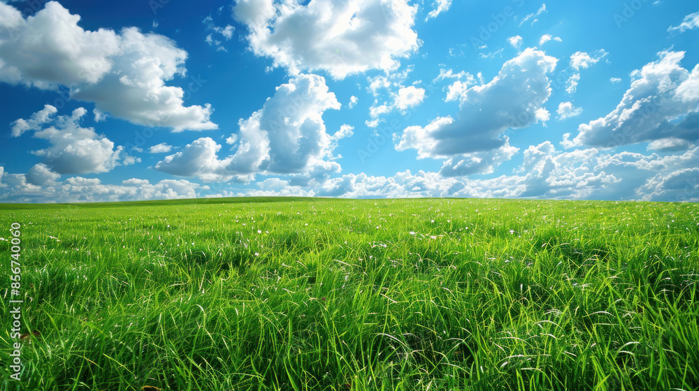 Obraz premium a grassy field with some clouds sparse and simple