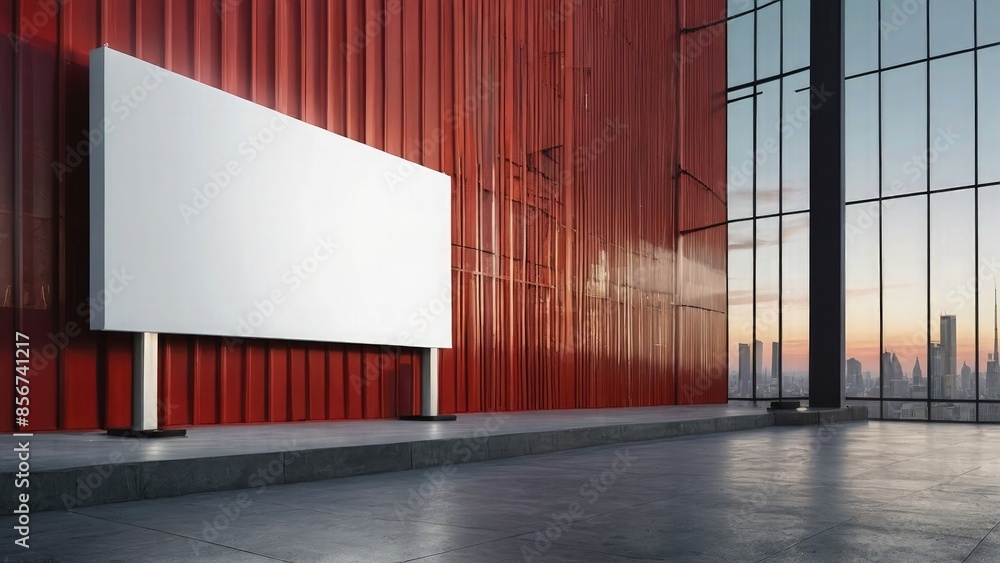 Fototapeta premium Plain Empty Blank White Billboard Mockup Advertisement