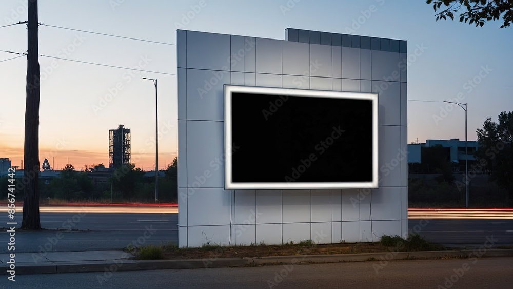 Fototapeta premium Plain Empty Blank White Billboard Mockup Advertisement