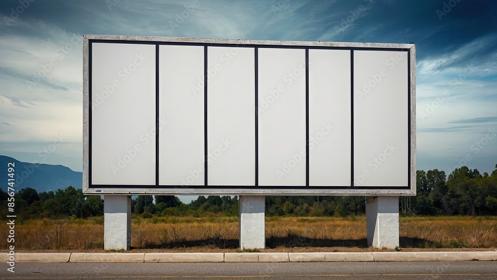 Obraz premium Plain Empty Blank White Billboard Mockup Advertisement