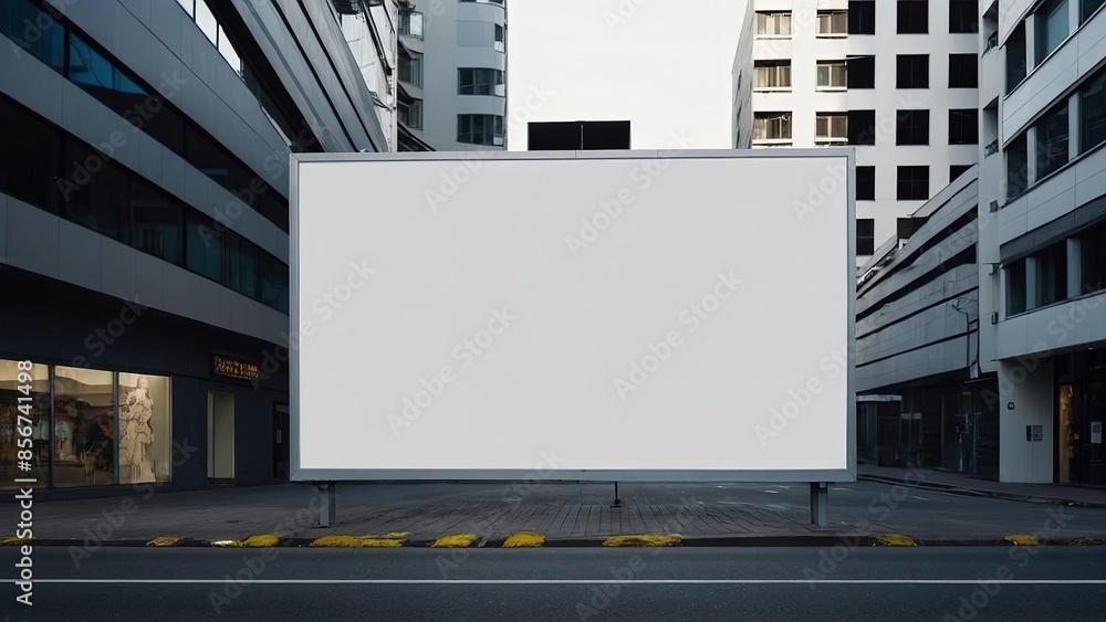Obraz premium Plain Empty Blank White Billboard Mockup Advertisement