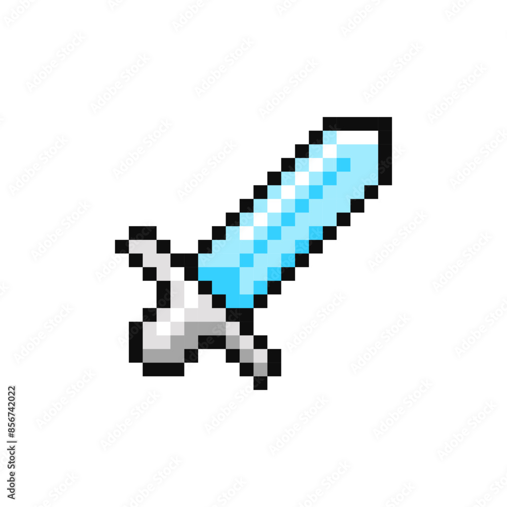 Sword pixel item for game interface. Sword game element. Sword, 8 bit resource. Sword pixel item for game interface. Sword game element. Sword, 8 bit resource.