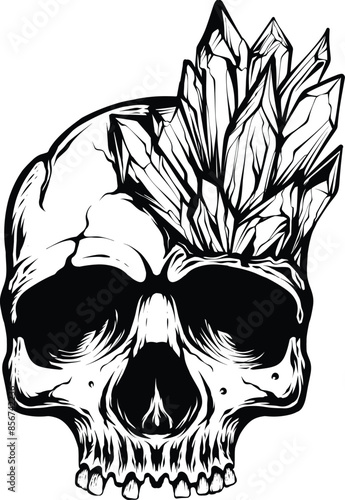  tattoo design cryistal skull darkart illustrations, skull diamondblack and white photo