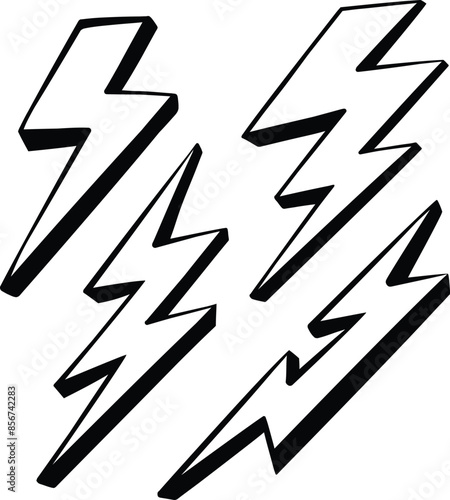 lighting icon  symbol hand drawn black and white tattoo design .eps