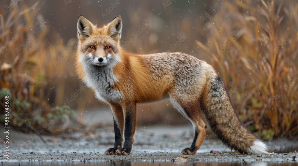 Red Fox Standing in a Snowy Forest Red Fox Standing in a Snowy Forest