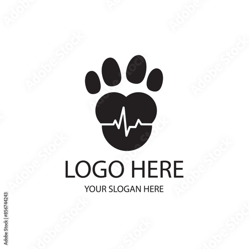 Illustration of a cat footprint logo for a company