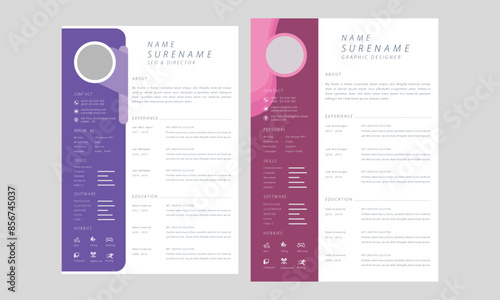 Pink curriculum vitae template layout template