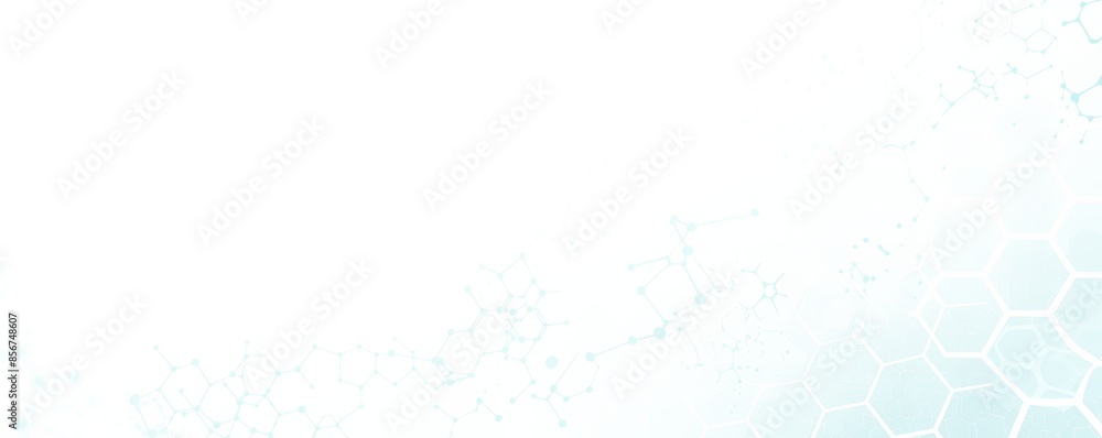 白い背景に青い六角形と連結線