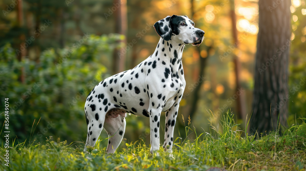 a photo of a full-body Dalmatian dog with black spots, set in a natural outdoor environment. a photo of a full-body Dalmatian dog with black spots, set in a natural outdoor environment.