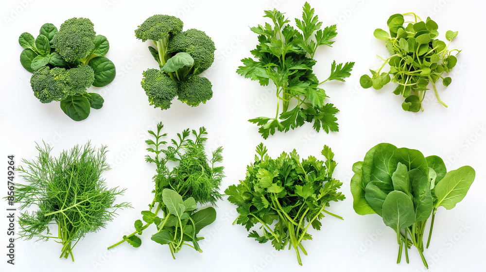 Collage of different fresh herbs on white background. Top view. Collage of different fresh herbs on white background. Top view.