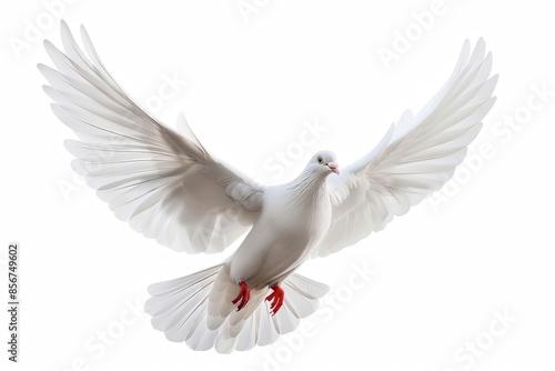 majestic white dove in flight symbol of peace and freedom isolated on white aigenerated illustration © furyon