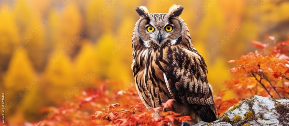 Eurasian Eagle-Owl in Autumnal Forest Eurasian Eagle-Owl in Autumnal Forest