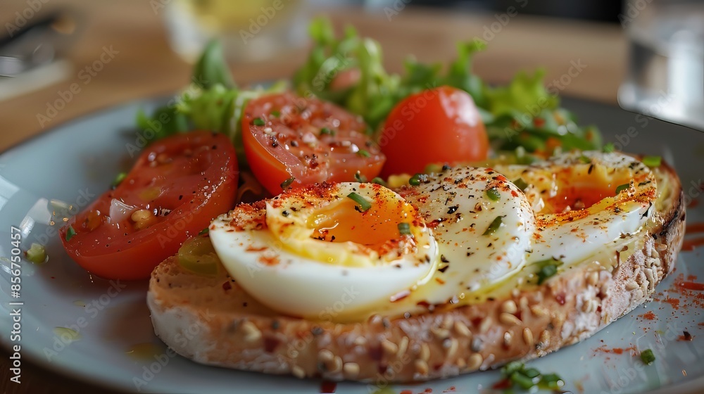Egg Toast With Tomatoes and Salad Egg Toast With Tomatoes and Salad