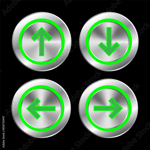 Free Download Vector set of green arrows buttons. silver buttons. - GFXLoad