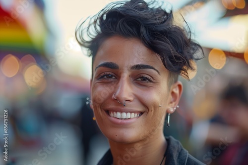 Non Binary Person Smiling Outdoors