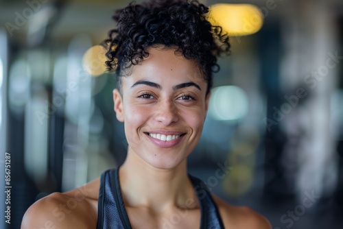 Smiling Person With Curly Hair At Gym