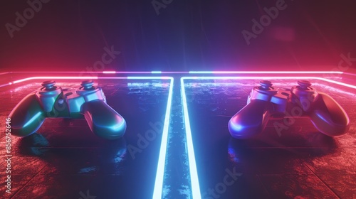 neon style gaming versus bandage background iustration photo