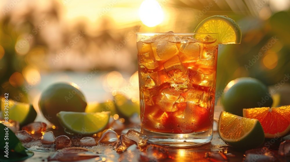 Refreshing Iced Tea with Citrus at Sunset Refreshing Iced Tea with Citrus at Sunset