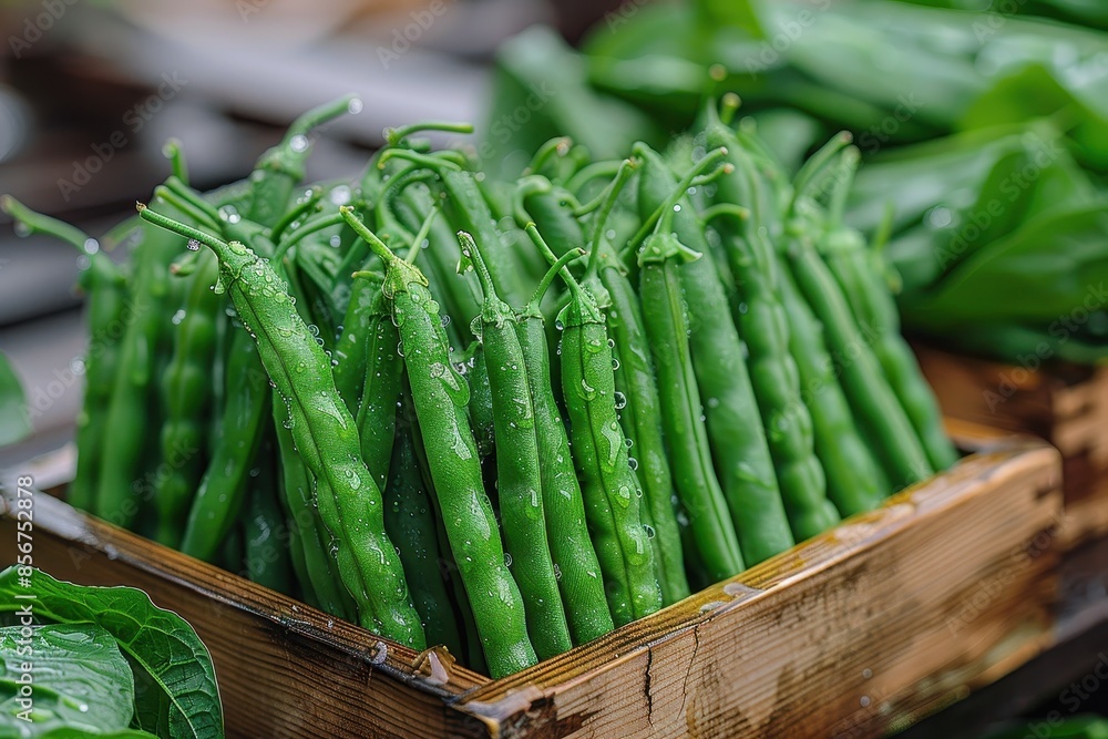 A close-up of freshly harvested green beans, showing their vibrant color and freshness. A close-up of freshly harvested green beans, showing their vibrant color and freshness.