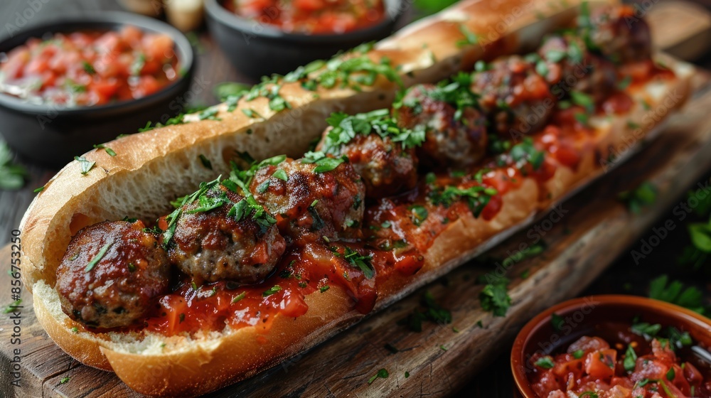 Meatball Sub with Tomato Sauce and Parsley Meatball Sub with Tomato Sauce and Parsley