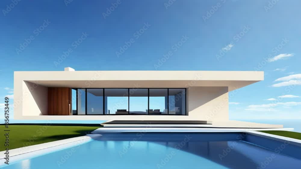 Modern two-story house with minimalistic design, concept of contemporary living Modern two-story house with minimalistic design, concept of contemporary living