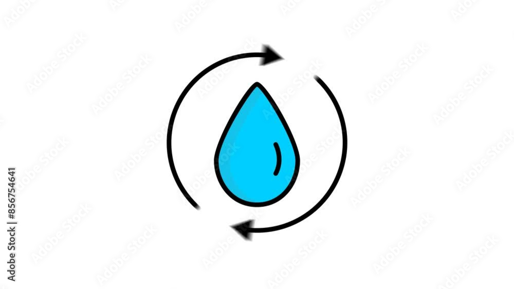 Water animated. circle icon with water drop is animated. animation related to sustainability. hydration concept illustration Water animated. circle icon with water drop is animated. animation related to sustainability. hydration concept illustration