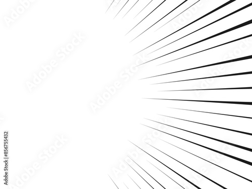 シンプルな黒い集中線の半分細線フレーム背景