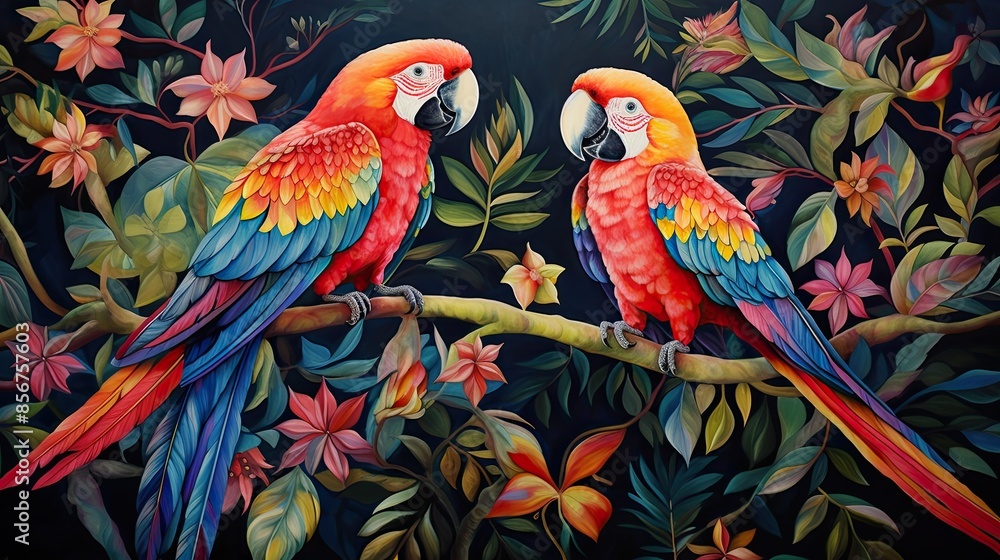 Fototapeta premium two parrots outdoor