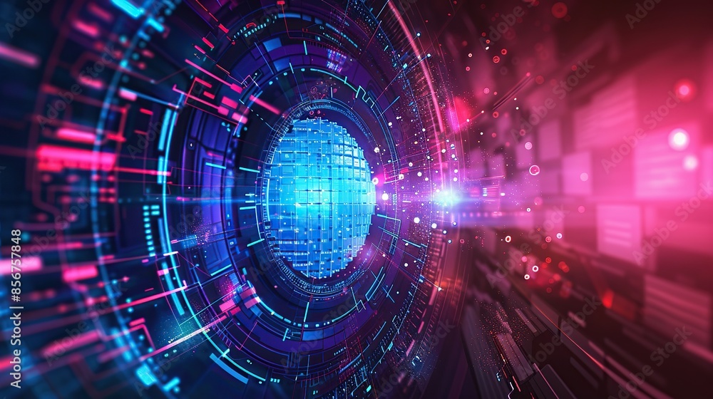 Space looks colorful futuristic with blue and red swirls forming a futuristic and high-tech tunnel Space looks colorful futuristic with blue and red swirls forming a futuristic and high-tech tunnel