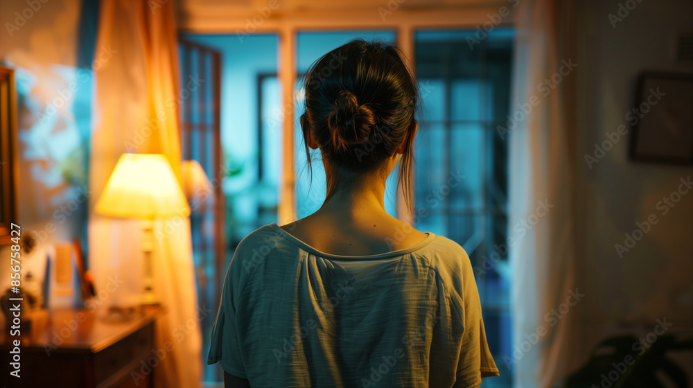 Woman pacing back and forth in a room, showing signs of anxiety, anxiety, pacing, mental health, stress, emotional distress, indoor, worry Woman pacing back and forth in a room, showing signs of anxiety, anxiety, pacing, mental health, stress, emotional distress, indoor, worry