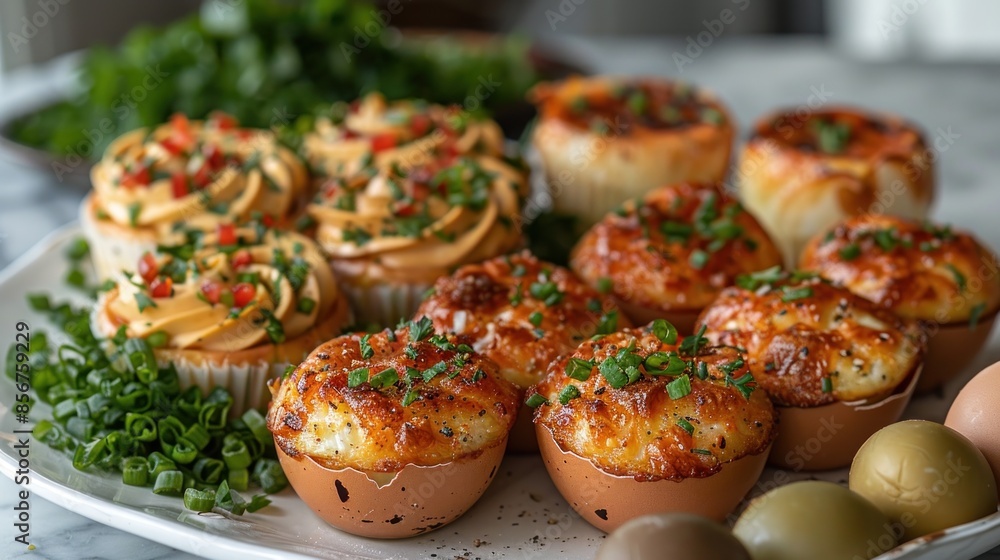 Savory Egg Bites with Toppings and Cupcakes Savory Egg Bites with Toppings and Cupcakes