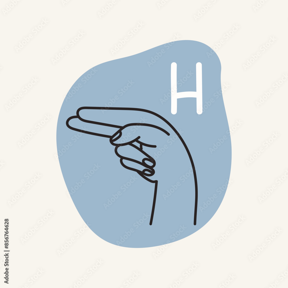Obraz premium Gestures for the deaf, letter H. English fingerspelling.