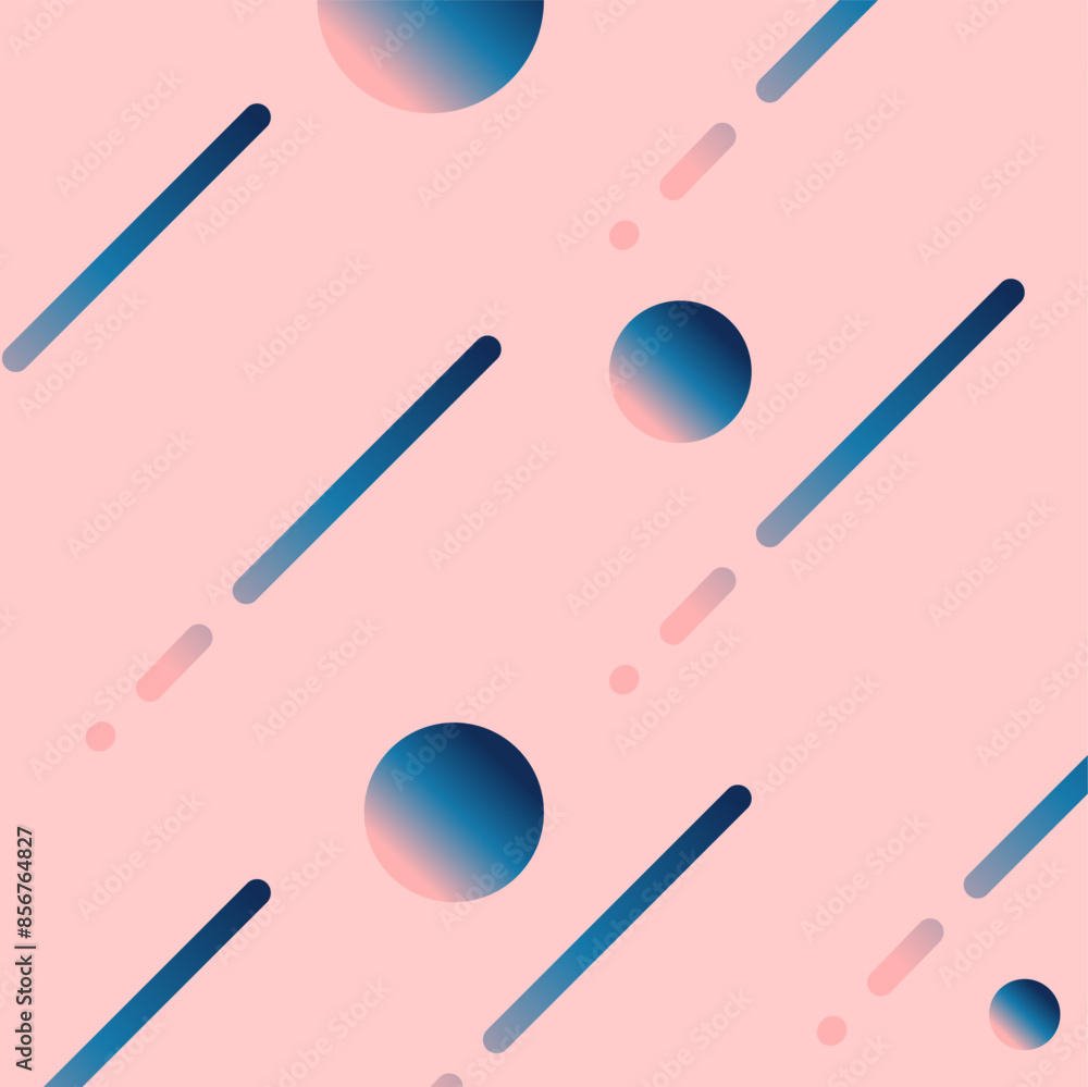 Abstract Peach and Blue Speed lines and Gradient Ball Drops Background