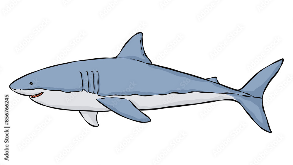 Fototapeta premium Great white shark sticker png