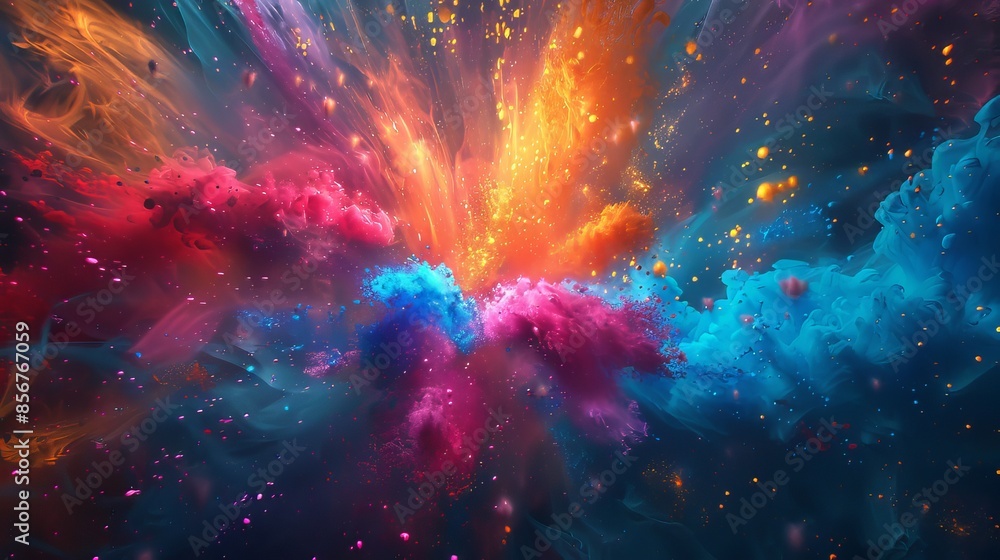 Fototapeta premium Colorful Ink Explosion in Dark Water