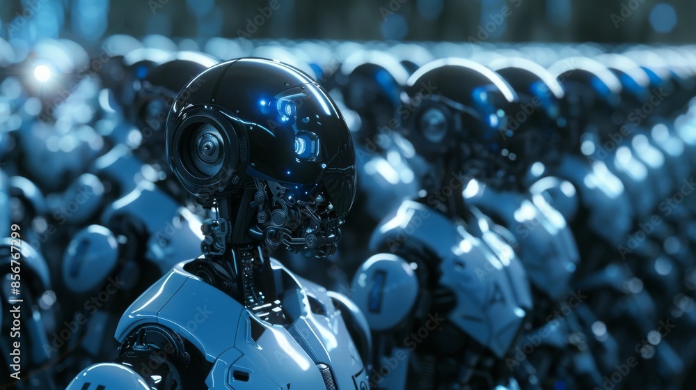 Foggy atmosphere, dystopian future controlled by massive AI networks Foggy atmosphere, dystopian future controlled by massive AI networks