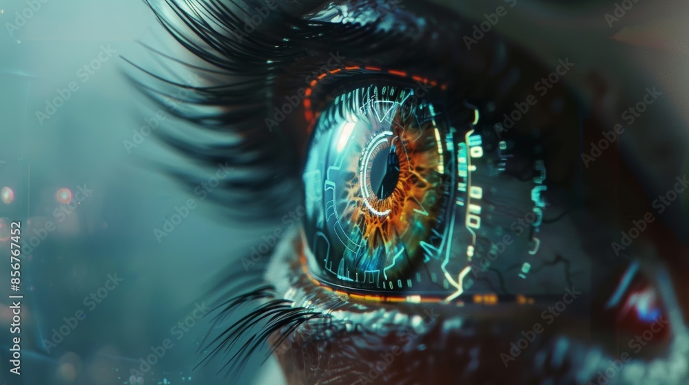 Concept of futuristic augmented eye with future technology Concept of futuristic augmented eye with future technology