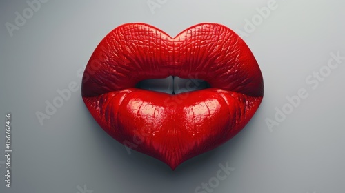 The red heart-shaped lips photo