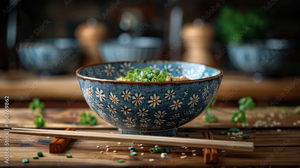 Close-up of a Bowl of Asian Noodles with Chopsticks Close-up of a Bowl of Asian Noodles with Chopsticks