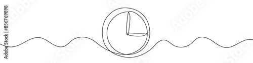 Continuous editable line drawing of clock. One line drawing of clock icon. Vector illustration. Clock icon in one line.