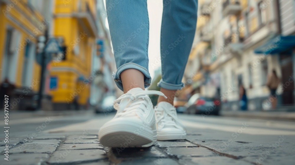 Leisurely walk in nature with a close-up image focusing on female legs as they stroll through a scenic outdoor setting. Leisurely walk in nature with a close-up image focusing on female legs as they stroll through a scenic outdoor setting.
