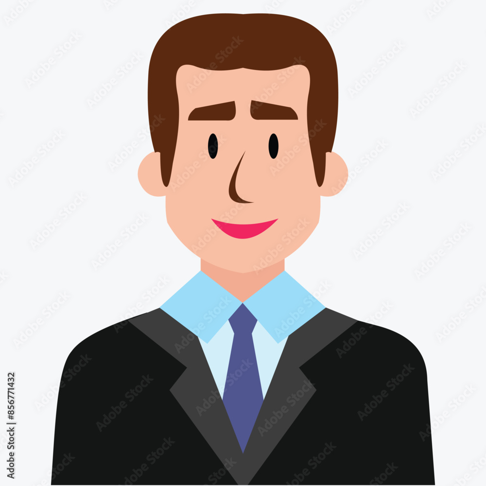 Vector design illustration of a man with neat hair, wearing neat formal clothes with a beaming smile expression Vector design illustration of a man with neat hair, wearing neat formal clothes with a beaming smile expression