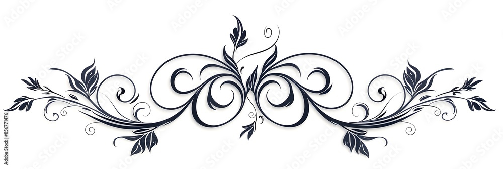 Elegant Cursive Black Decorative Scroll with Curly Swirls Elegant Cursive Black Decorative Scroll with Curly Swirls