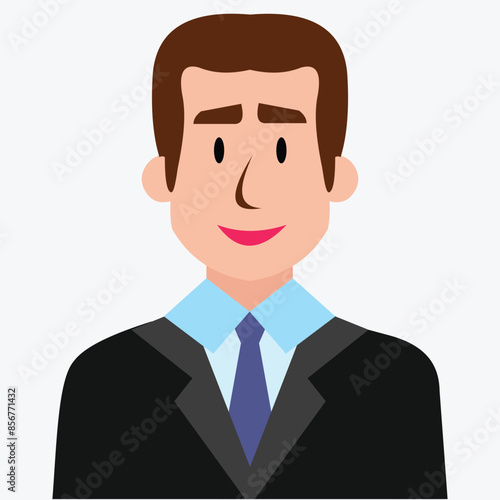Vector design illustration of a man with neat hair, wearing neat formal clothes with a beaming smile expression