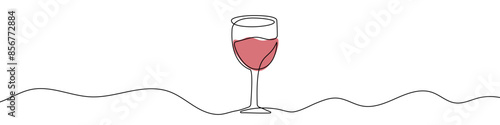 Continuous editable line drawing of wine glass. One line drawing of wine glass. Vector illustration. Wine glass icon in one line.