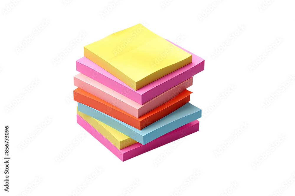 A Vibrant Stack of Colorful Sticky Notes Ready for Inspiration on a Clear PNG or White Background. A Vibrant Stack of Colorful Sticky Notes Ready for Inspiration on a Clear PNG or White Background.