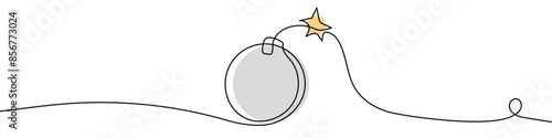 Continuous editable line drawing of dynamite. One line drawing of bomb icon. Vector illustration. Dynamite icon in one line.