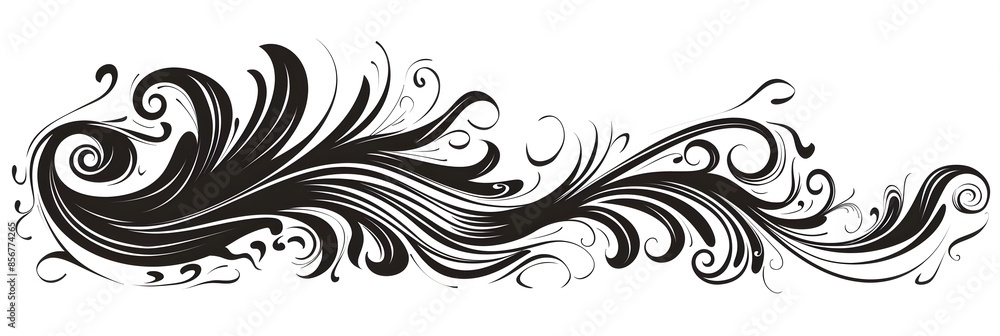 Fototapeta premium Swirly Cursive Line Art Doodle on White Background